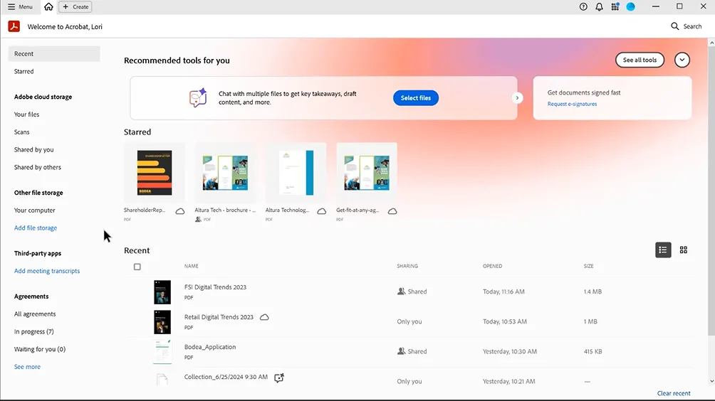 Adobe Acrobat Pro 2026 workspace screenshot
