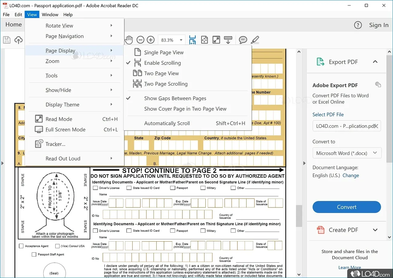 Adobe Acrobat Reader DC 2025 workspace screenshot