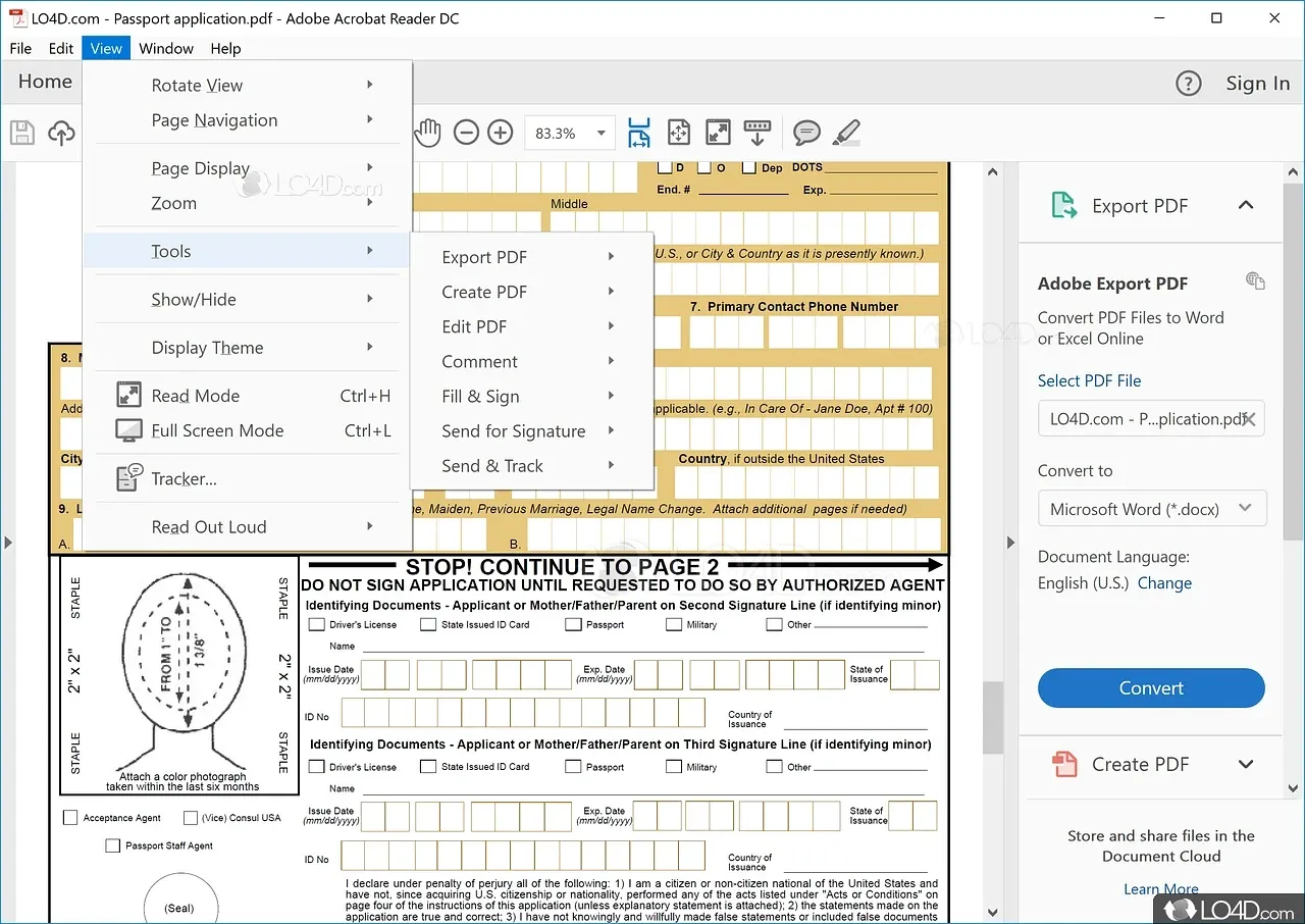 Adobe Acrobat Reader DC 2025 interface screenshot