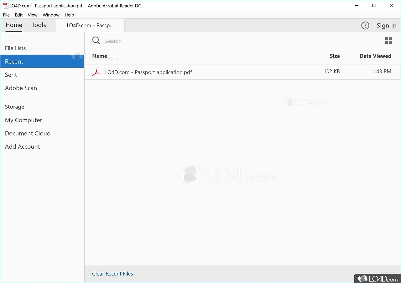 Adobe Acrobat Reader DC 2026 interface screenshot