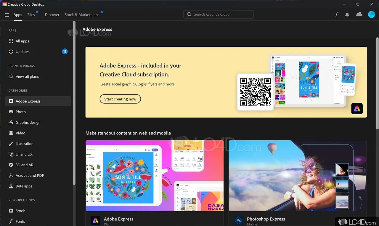 Adobe Creative Cloud 2026 workspace screenshot