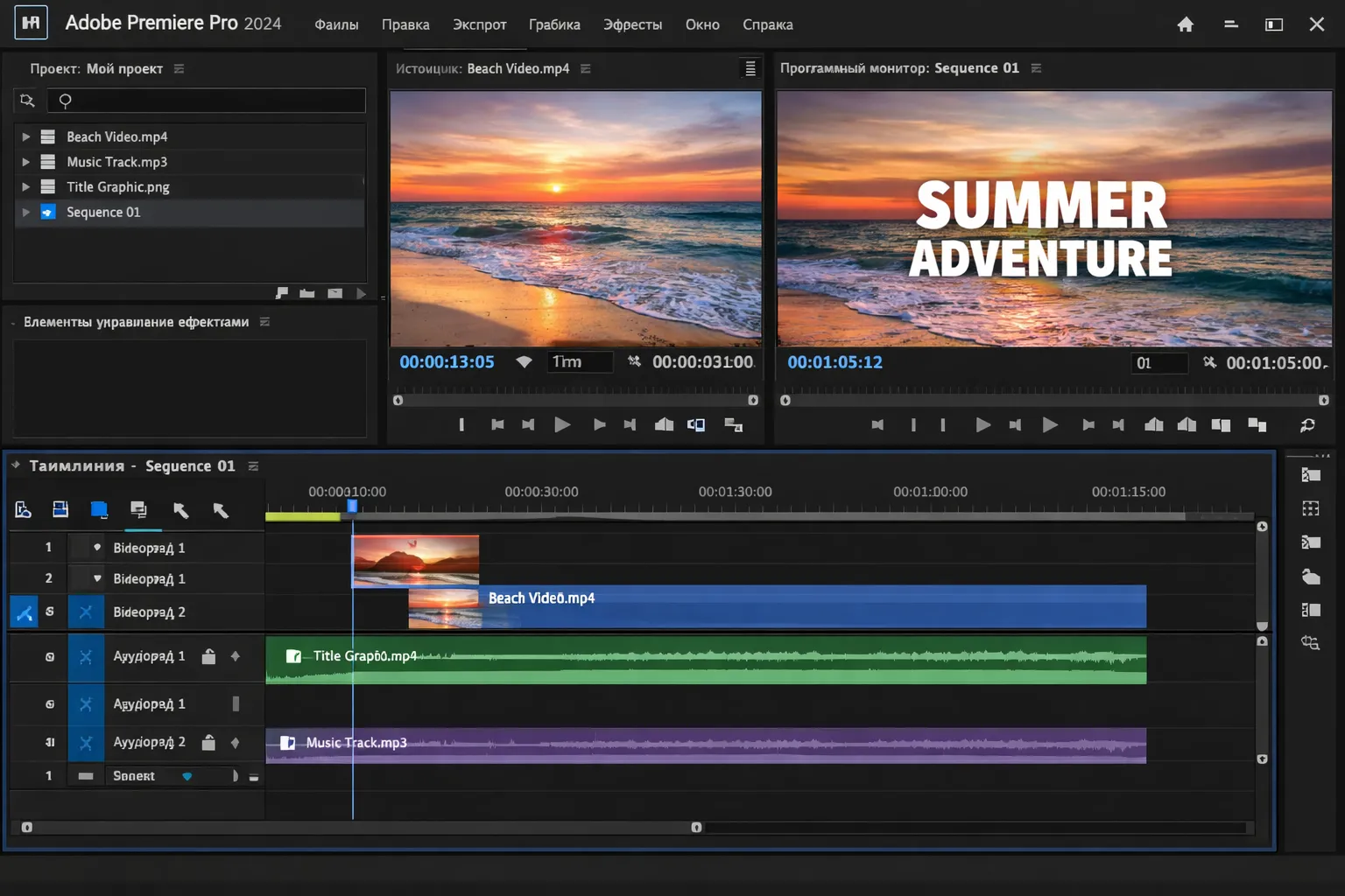 Adobe Premiere Pro 2024 interface screenshot