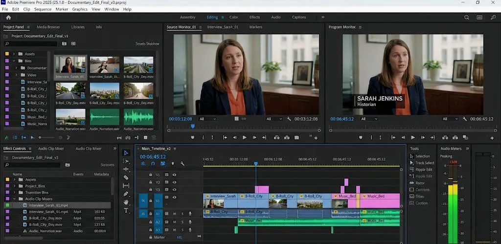 Adobe Premiere Pro 2025 workspace screenshot